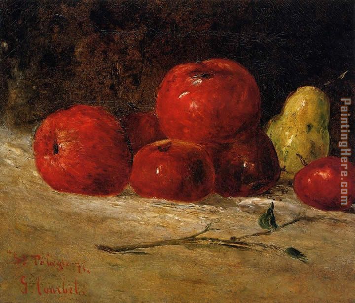 Still Life with Pears and Apples 2 painting - Gustave Courbet Still Life with Pears and Apples 2 art painting